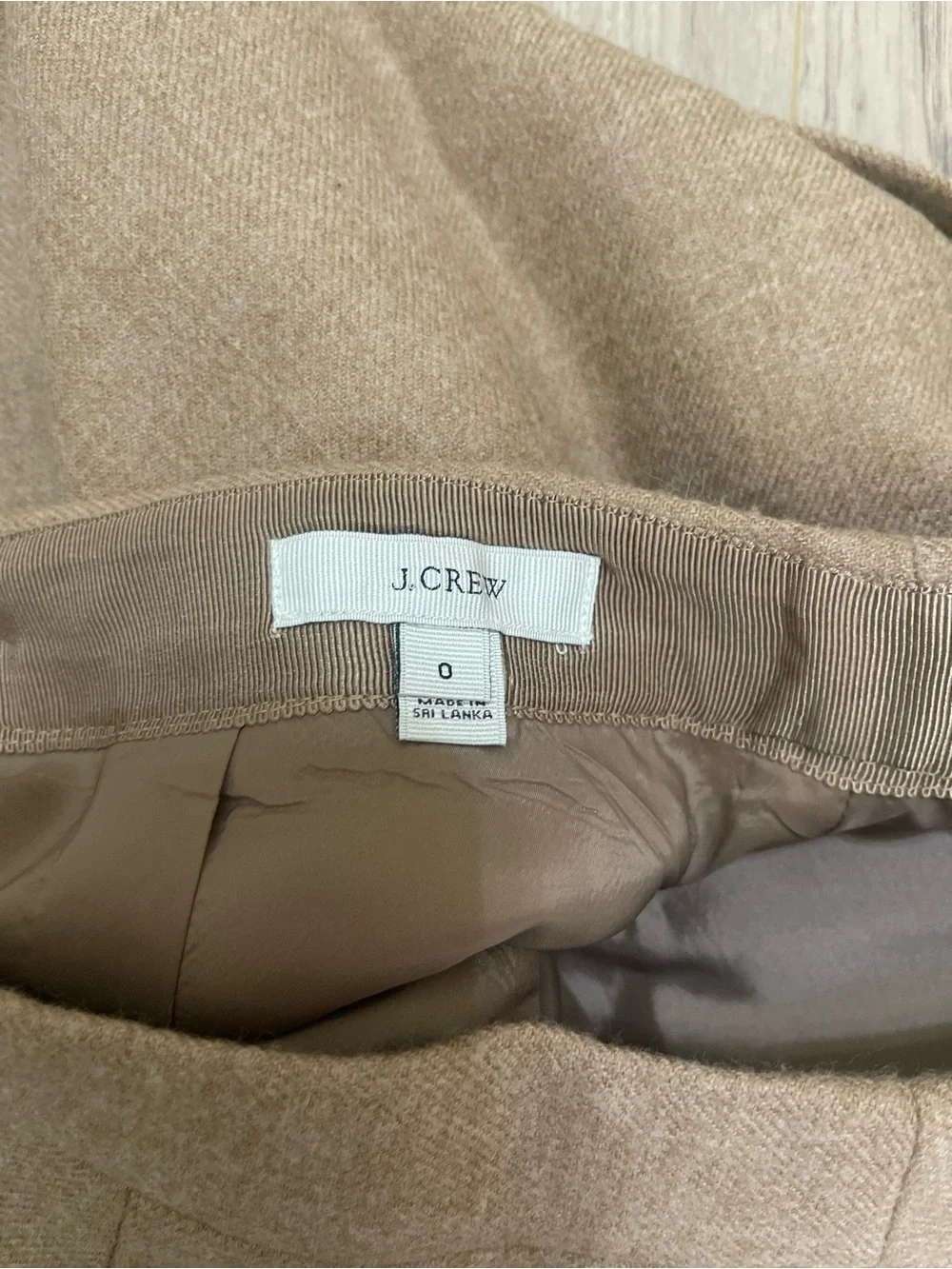 J. Crew Beige Wool-Blend Pencil Skirt (0)